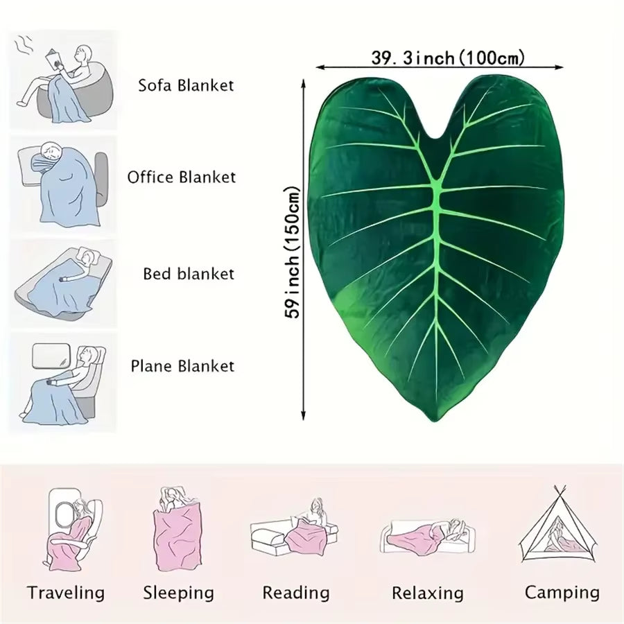A Whimsical Leaf-Flannel Blanket, a Portable Outdoor Blanket for All Seasons, a Home Tv Blanket, a Leaf Bed Blanket