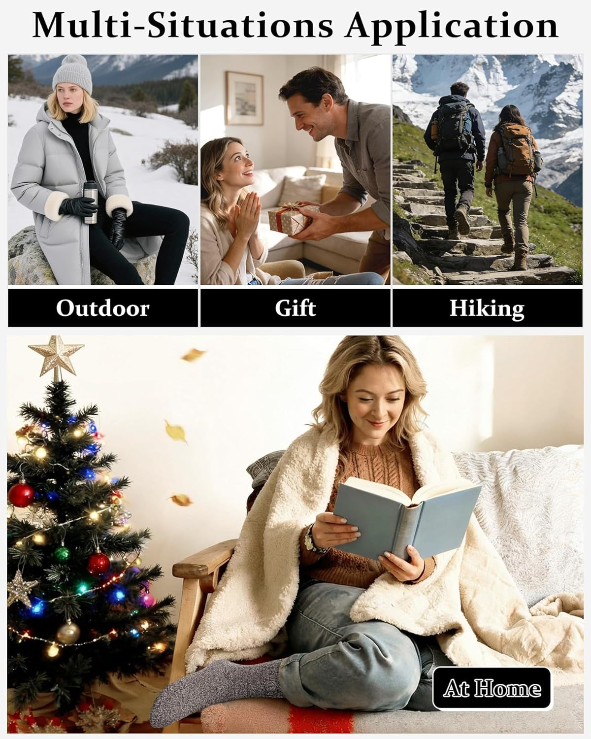 Wool Socks for Women, Winter Warm Stocking Stuffers Gifts for Women Cabin Crew Hiking Boot Socks