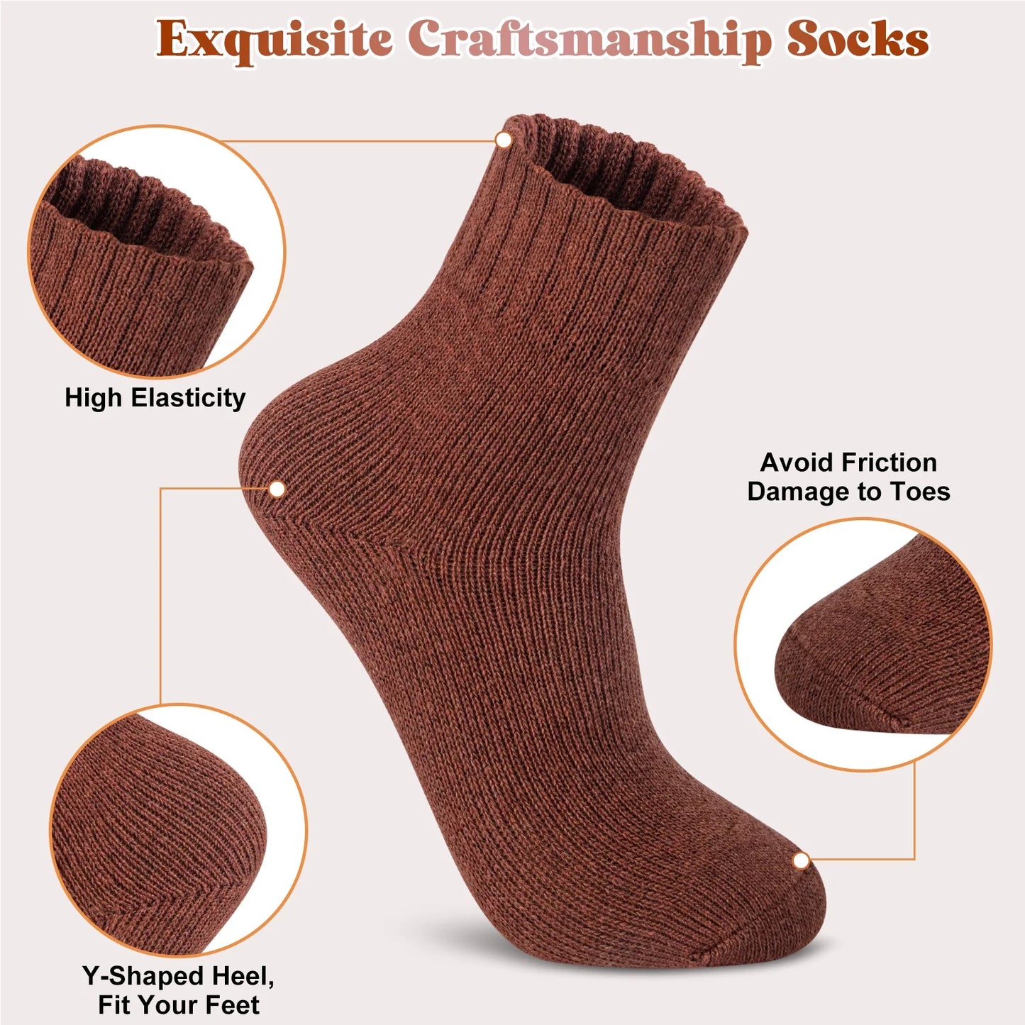 6 Pairs Womens Socks Wool Socks Thick Knit Warm Winter Socks for Women Gifts Size 5-9