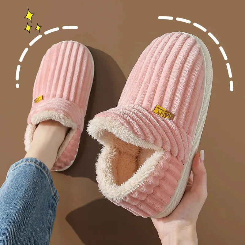 New Fur Slippers for Women Men Winter Furry Fashion Warm Ankles Plush Cozy Slides for Home Indoor Soft Sole Cotton Shoes