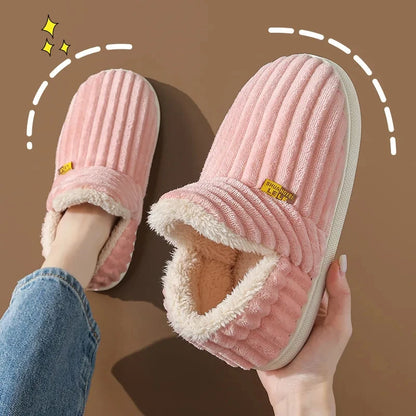 New Fur Slippers for Women Men Winter Furry Fashion Warm Ankles Plush Cozy Slides for Home Indoor Soft Sole Cotton Shoes