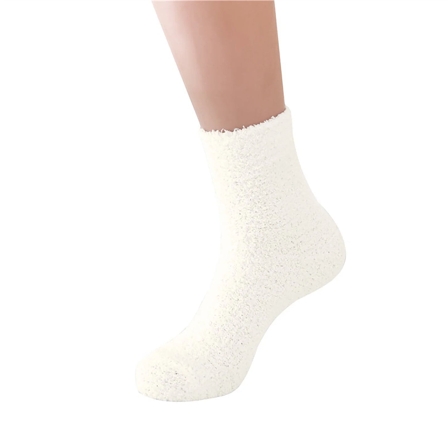 White Socks Women Fuzzy Fluffy Cozy Slipper Socks Warm Soft Winter Plush Home Sleeping Socks