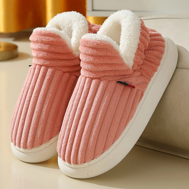 New Fur Slippers for Women Men Winter Furry Fashion Warm Ankles Plush Cozy Slides for Home Indoor Soft Sole Cotton Shoes