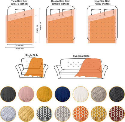 Knitted Tassel Throw Blanket