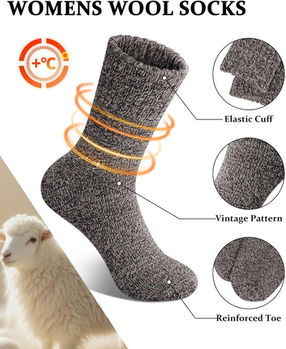 Wool Socks for Women, Winter Warm Stocking Stuffers Gifts for Women Cabin Crew Hiking Boot Socks