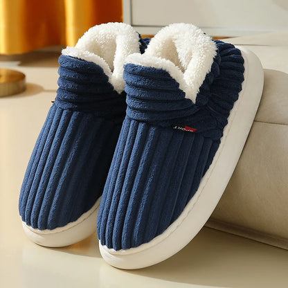 New Fur Slippers for Women Men Winter Furry Fashion Warm Ankles Plush Cozy Slides for Home Indoor Soft Sole Cotton Shoes