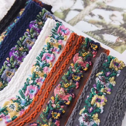 Women'S Socks Pure Cotton Flower Embroidery Medium Tube Socks Retro 2024 Trend Ethnic Style Spring Summer