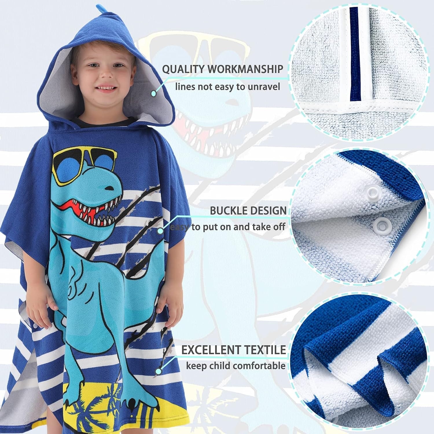 Kids Dinosaur Hooded Towel