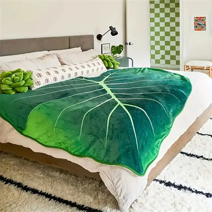 A Whimsical Leaf-Flannel Blanket, a Portable Outdoor Blanket for All Seasons, a Home Tv Blanket, a Leaf Bed Blanket