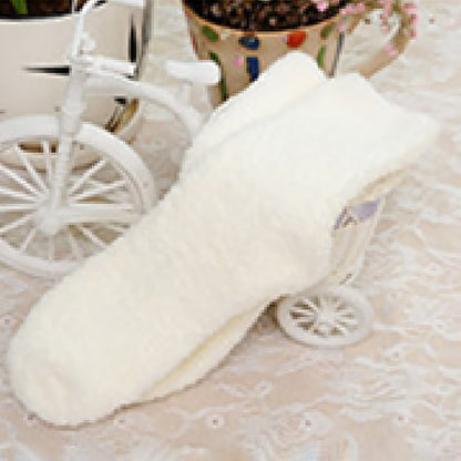 White Socks Women Fuzzy Fluffy Cozy Slipper Socks Warm Soft Winter Plush Home Sleeping Socks