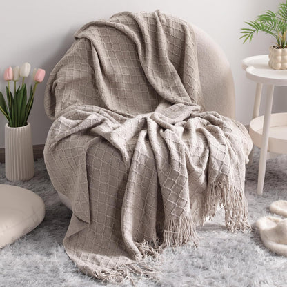 Knitted Tassel Throw Blanket
