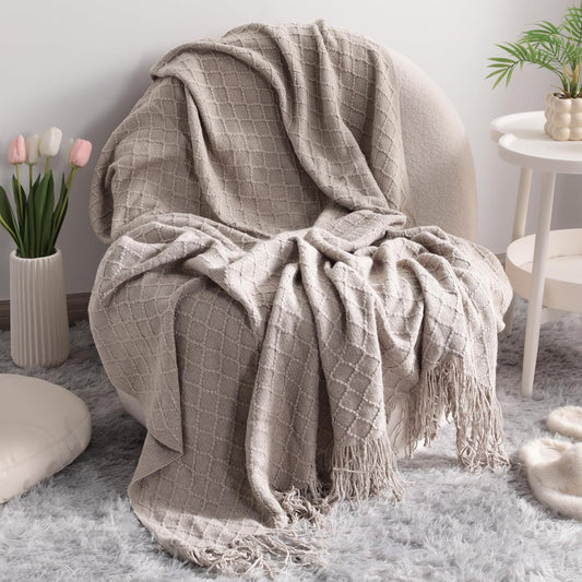 Knitted Tassel Throw Blanket