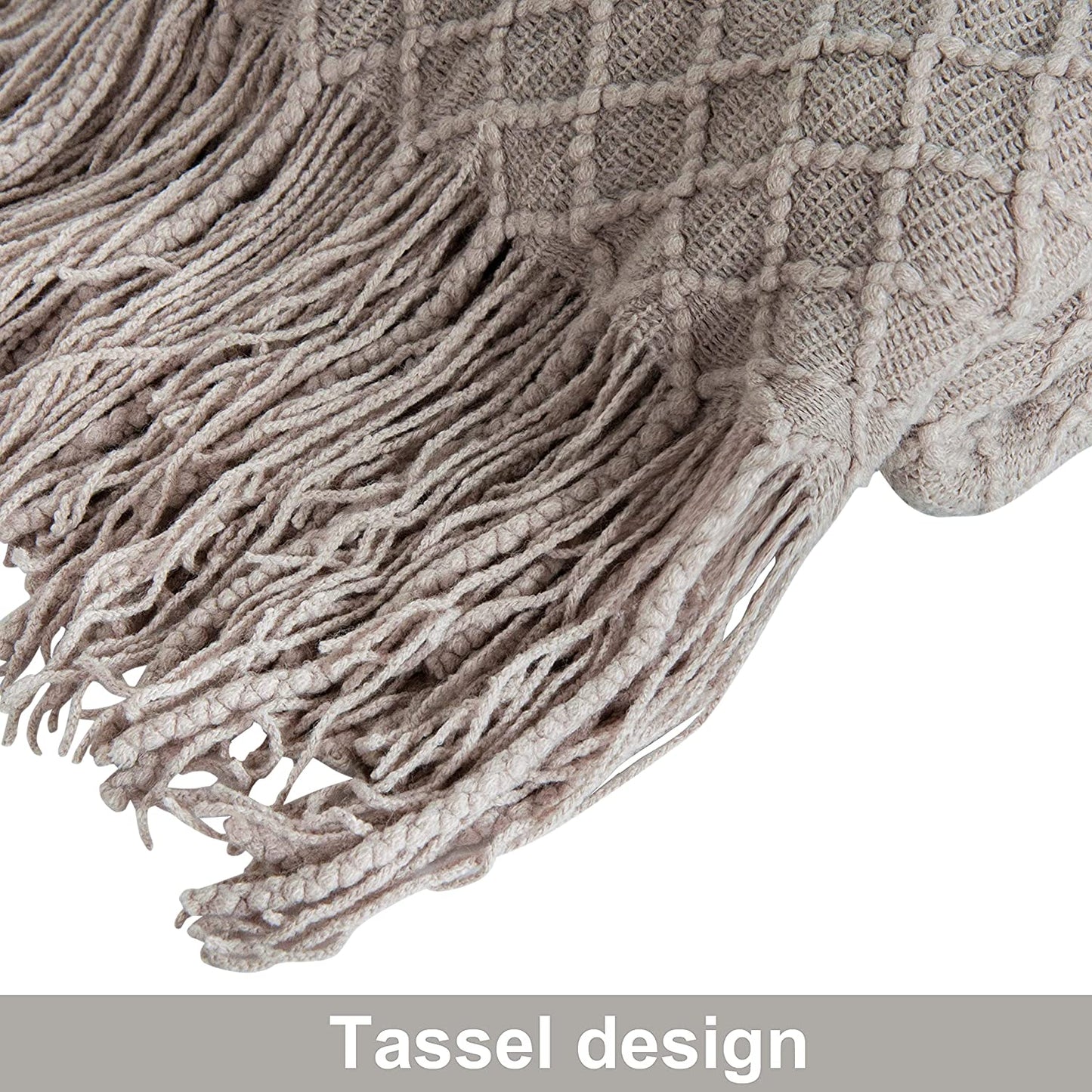 Knitted Tassel Throw Blanket