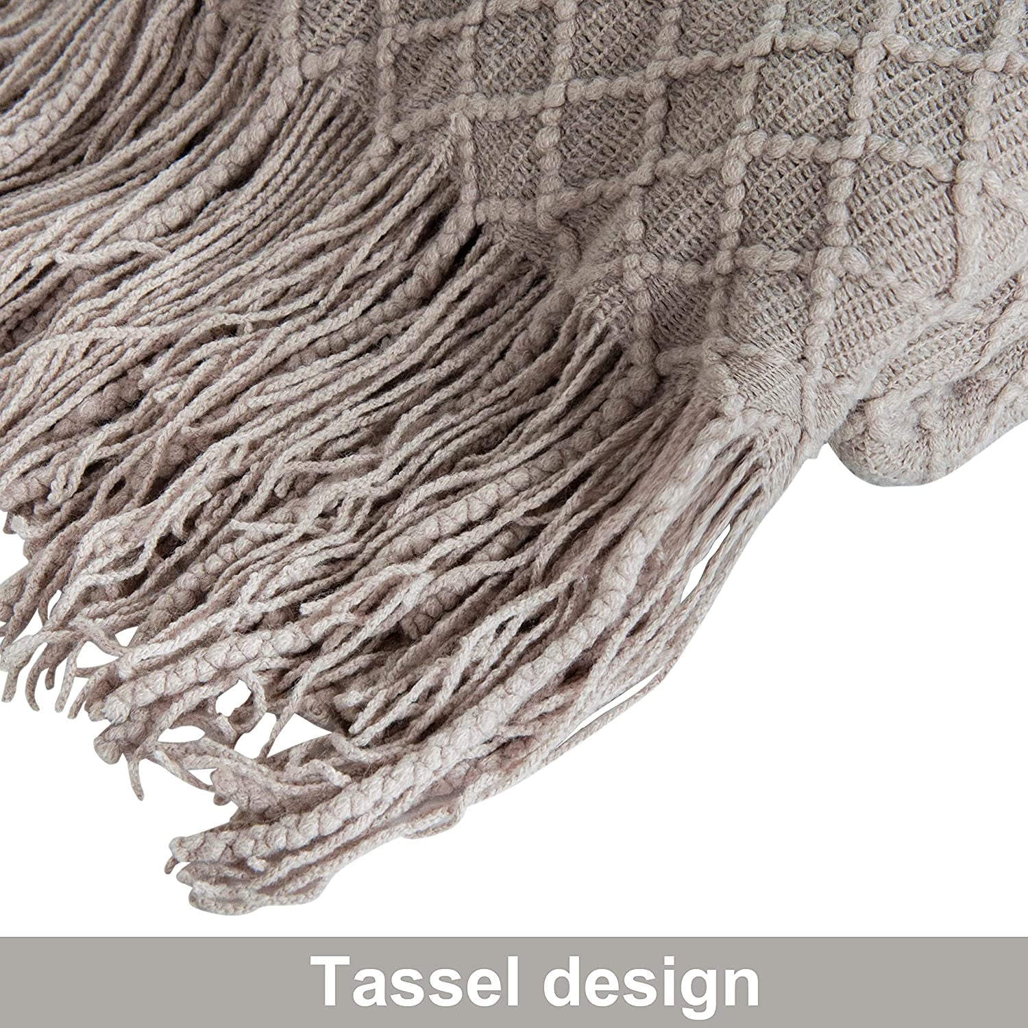 Knitted Tassel Throw Blanket