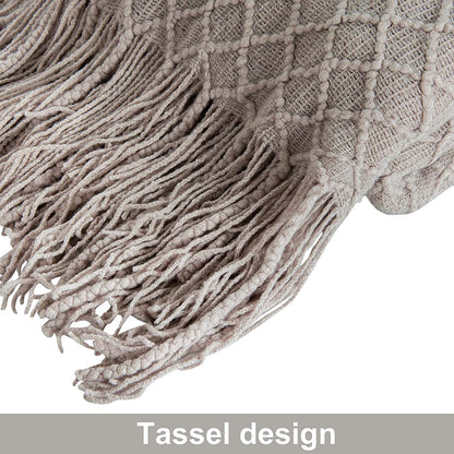 Knitted Tassel Throw Blanket