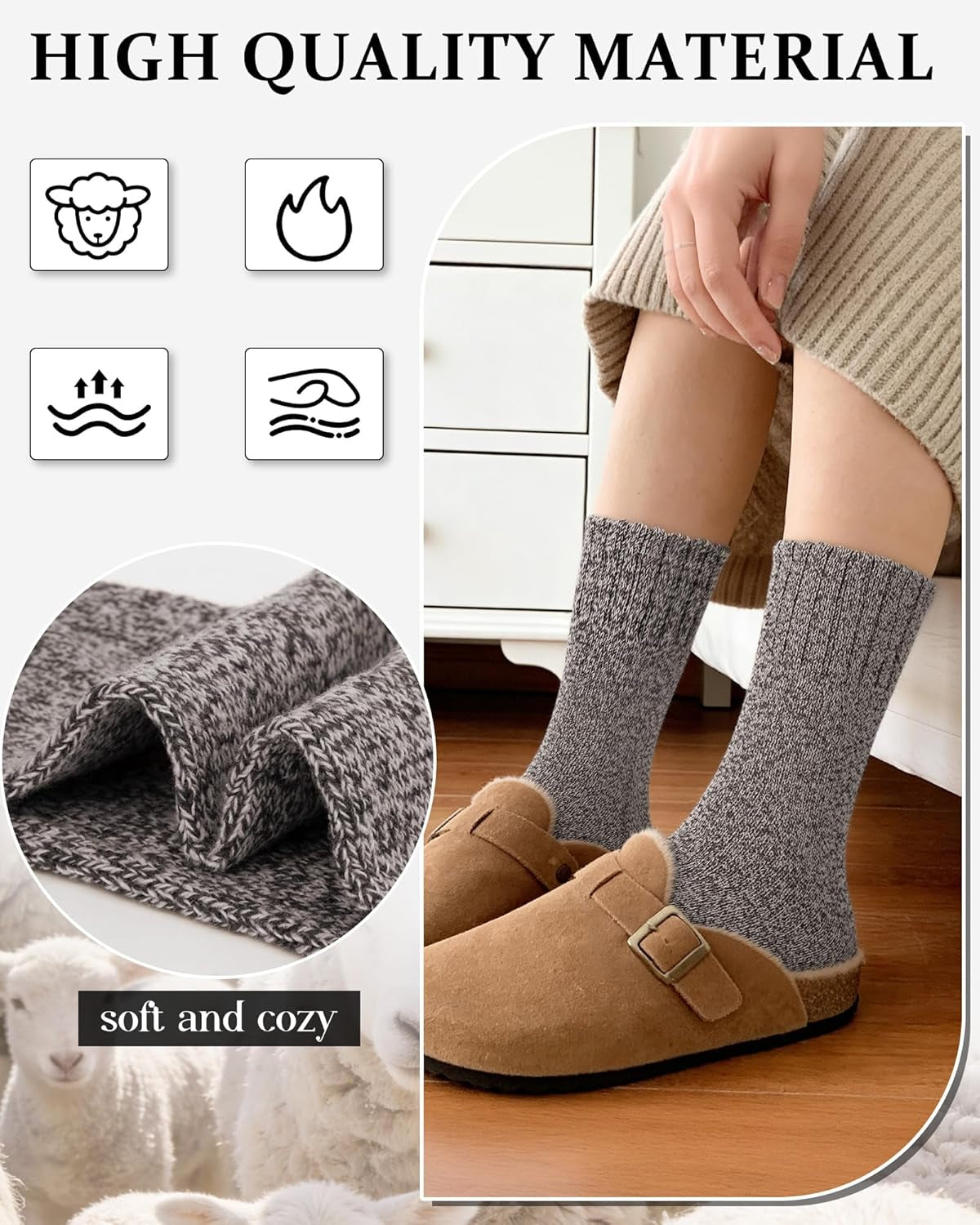 Wool Socks for Women, Winter Warm Stocking Stuffers Gifts for Women Cabin Crew Hiking Boot Socks