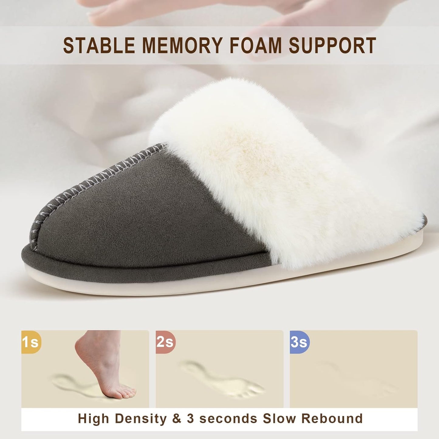 Women'S Memory Foam Slippers - Cloud-Like Comfort for Hard Floors, Ultra-Soft Machine Washable Indoor Outdoor House Shoes with Non-Slip Sole