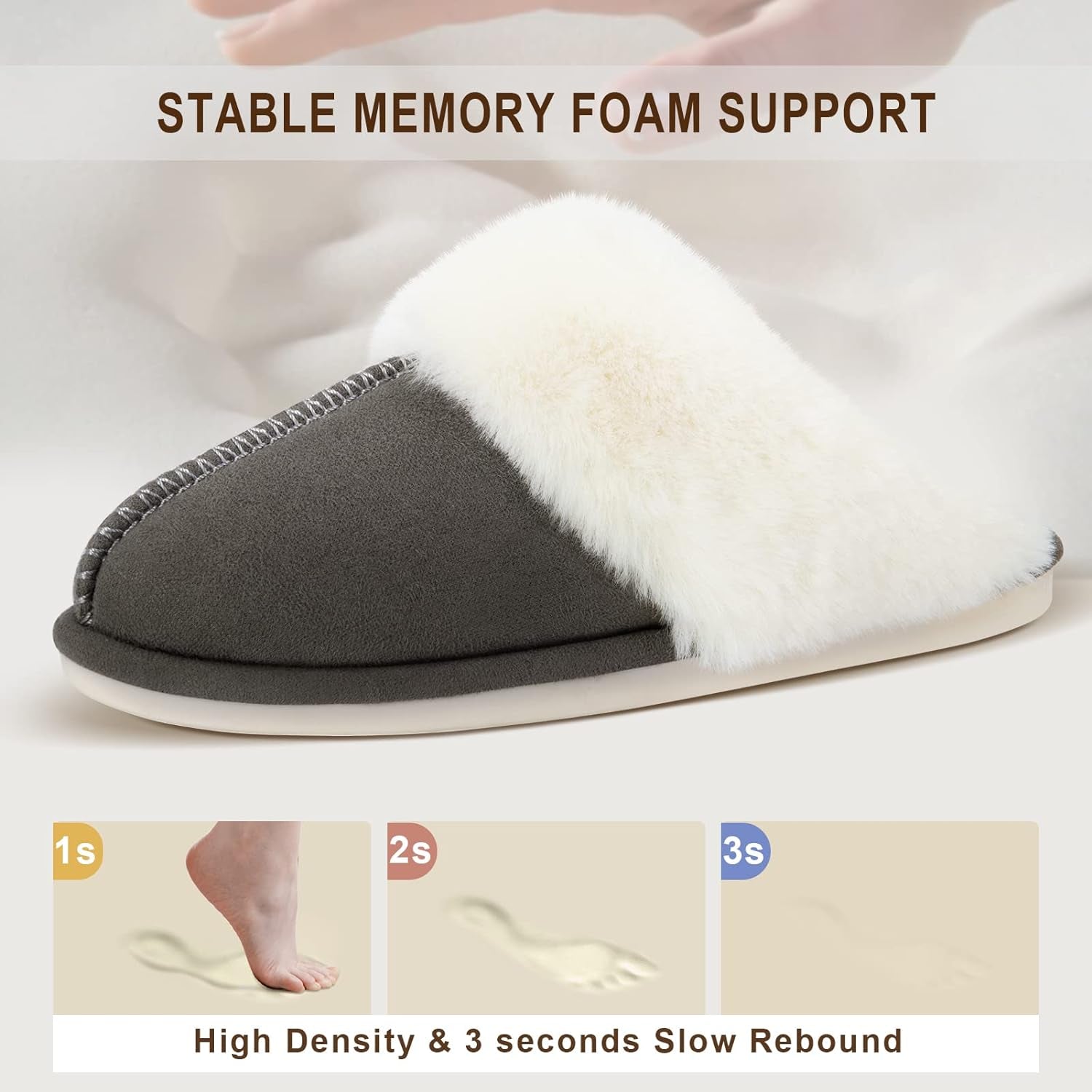 Women'S Memory Foam Slippers - Cloud-Like Comfort for Hard Floors, Ultra-Soft Machine Washable Indoor Outdoor House Shoes with Non-Slip Sole