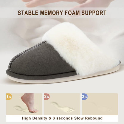 Women'S Memory Foam Slippers - Cloud-Like Comfort for Hard Floors, Ultra-Soft Machine Washable Indoor Outdoor House Shoes with Non-Slip Sole