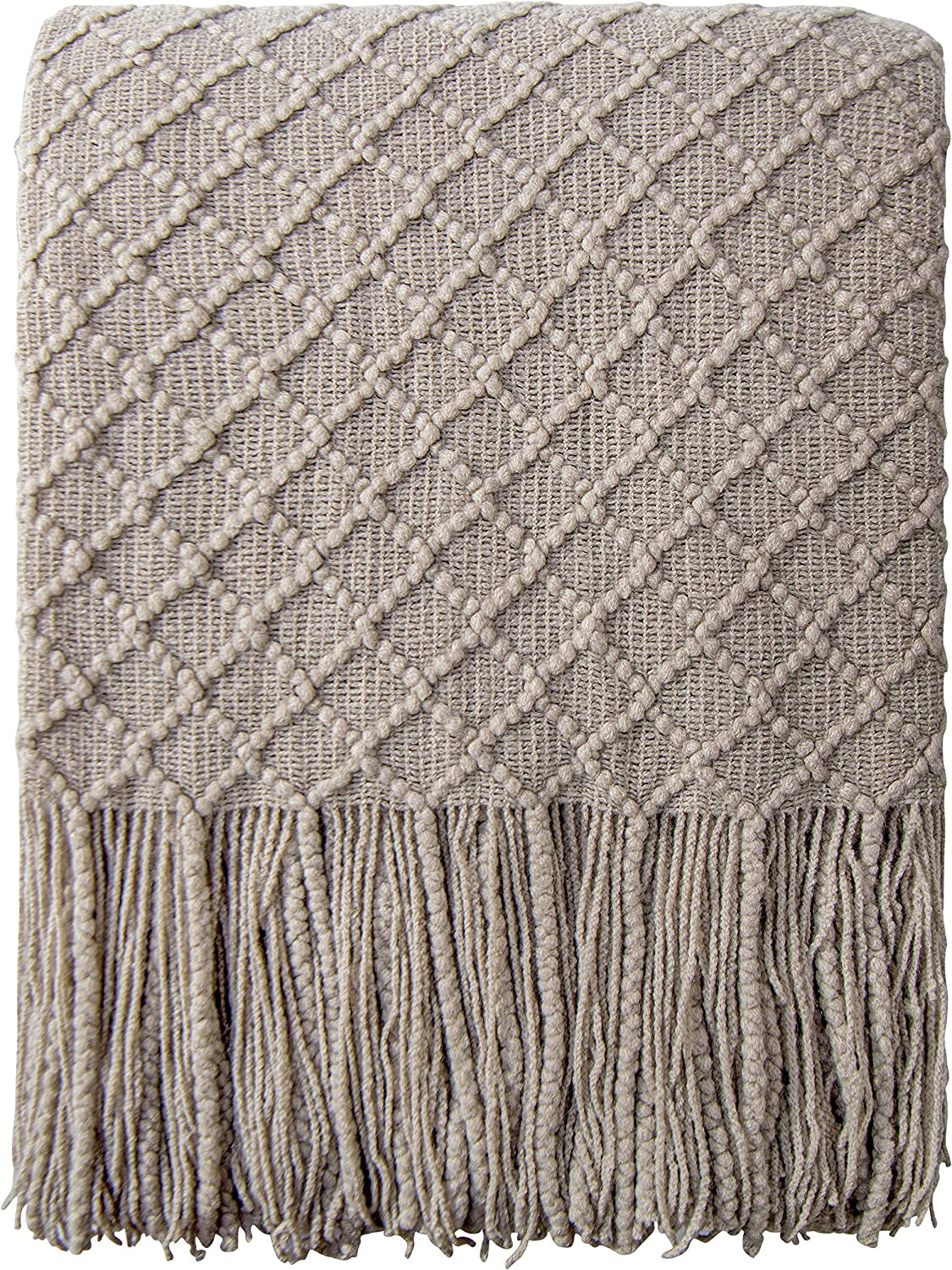 Knitted Tassel Throw Blanket