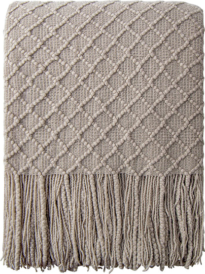Knitted Tassel Throw Blanket