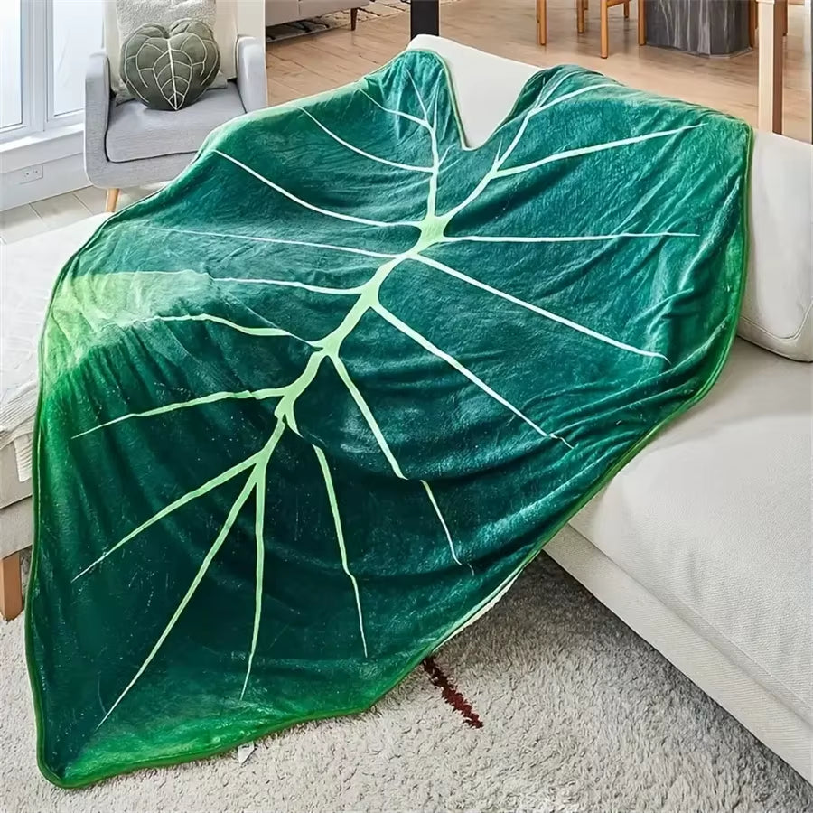 A Whimsical Leaf-Flannel Blanket, a Portable Outdoor Blanket for All Seasons, a Home Tv Blanket, a Leaf Bed Blanket
