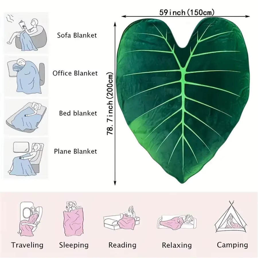 A Whimsical Leaf-Flannel Blanket, a Portable Outdoor Blanket for All Seasons, a Home Tv Blanket, a Leaf Bed Blanket