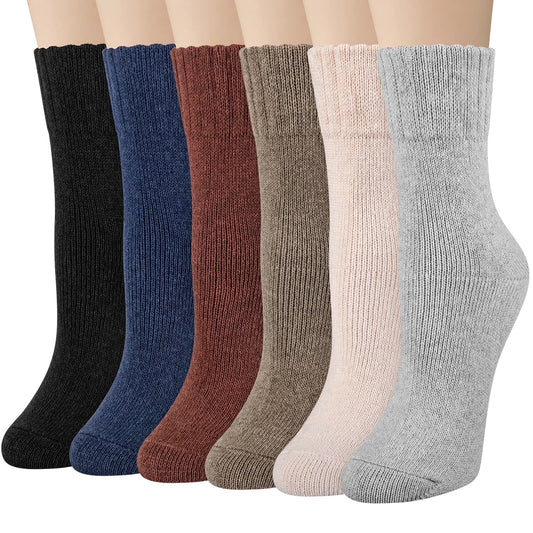 6 Pairs Womens Socks Wool Socks Thick Knit Warm Winter Socks for Women Gifts Size 5-9