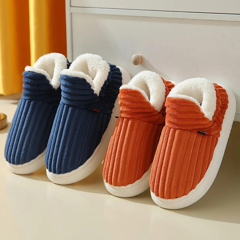 New Fur Slippers for Women Men Winter Furry Fashion Warm Ankles Plush Cozy Slides for Home Indoor Soft Sole Cotton Shoes